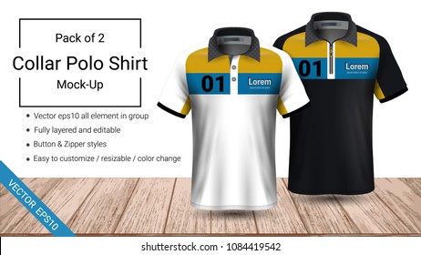 Polo collar t-shirt template, Vector eps10 file fully layered and editable prepared to showcase the custom design, by simply editinng the object and color, perfect for your team, or any occasion.