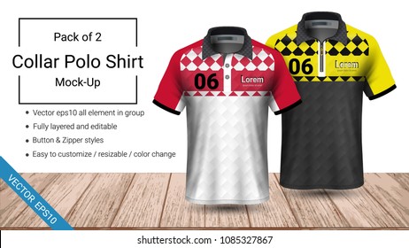 Polo collar t-shirt template, Vector eps10 file fully layered and editable prepared to showcase the custom design, by simply editinng the object and color, perfect for your team, or any occasion.