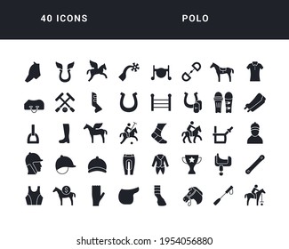 Polo. Collection of perfectly simple monochrome icons for web design, app, and the most modern projects. Universal pack of classical signs for category Sport.