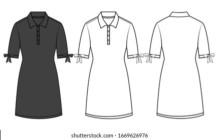POLO DRESS Fashion Flat Templates