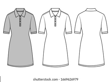 POLO DRESS Fashion Flat Templates