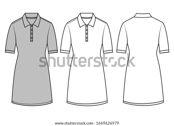 Polo Dress Fashion Flat Templates Stock Vector (Royalty Free) 1669626979