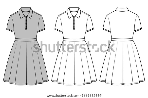 Polo Dress Fashion Flat Templates Stock Vector (Royalty Free ...