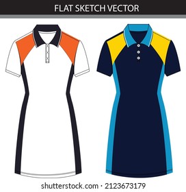 Polo dress flat sketch vector file