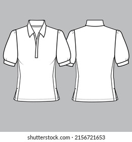 Polo flat sketch technical fashion sketches garment CAD