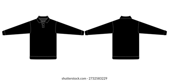 Polo Full Sleeve Mockup Template Vektor