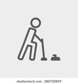 Polo game with mallet icon thin line for web and mobile, modern minimalistic flat design. Vector dark grey icon on light grey background.