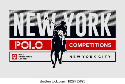 Polo horse and player sign. Vector Illustration.Typography for t shirt print.SPORT COMPETITIONS
