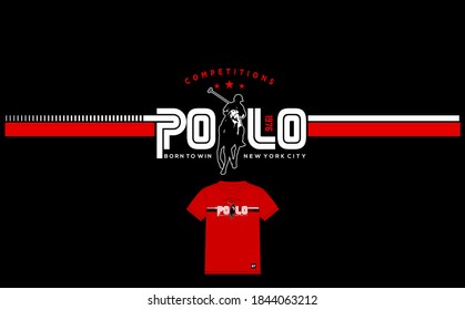 Polo horse and player sign. Vector Illustration.Typography for t shirt print.SPORT COMPETITIONS
