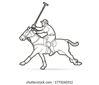 Polo Horse players action sport cartoon graphic vector.