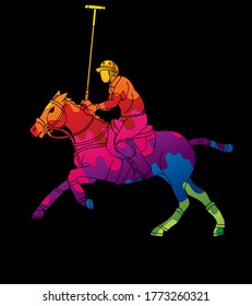 Polo Horse players action sport cartoon graphic vector.
