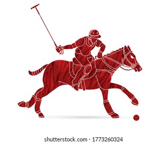 Polo Horse players action sport cartoon graphic vector.