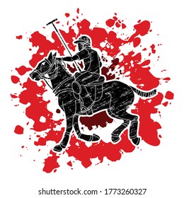Polo Horse players action sport cartoon graphic vector.