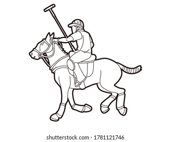 Polo Horse players sport cartoon graphic vector