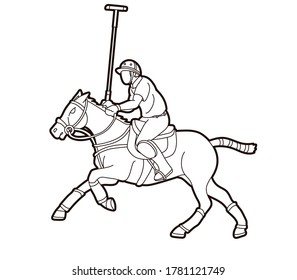 Polo Horse players sport cartoon graphic vector