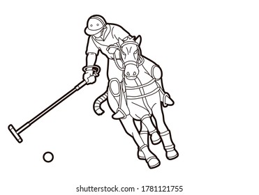 Polo Horse players sport cartoon graphic vector