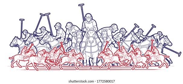 Polo Horses players sport cartoon graphic vector