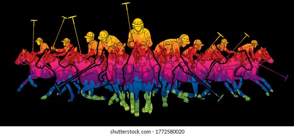 Polo Horses players sport cartoon graphic vector