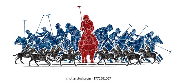  Polo Horses players sport cartoon graphic vector