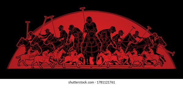 Polo Horses players sport cartoon graphic vector