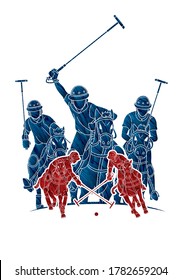 Polo Horses players sport cartoon graphic vector