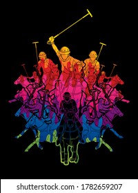 Polo Horses players sport cartoon graphic vector