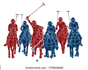 Polo Horses players sport cartoon graphic vector