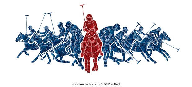 Polo Horses players sport cartoon graphic vector