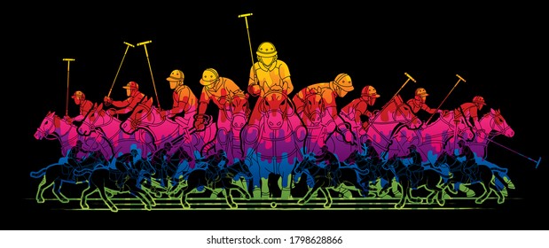 Polo Horses players sport cartoon graphic vector