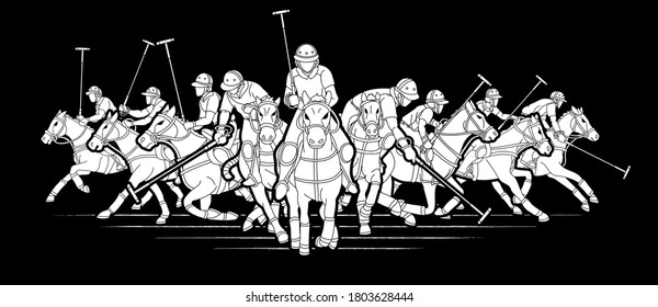Polo Horses players sport cartoon graphic vector