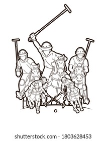 Polo Horses players sport cartoon graphic vector