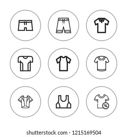Polo icon set. collection of 9 outline polo icons with polo, shorts, shirt, sport wear icons. editable icons.
