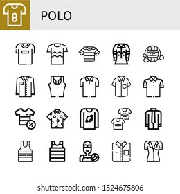 polo icon set. Collection of T shirt, Tshirt, Shirt, Waterpolo, Sleeveless shirt, Polo Shirts, Water polo icons