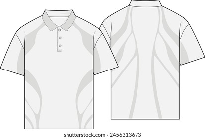 Polo Jersey Shirt Vector Technical Drawing Flat Sketch Template Front and back