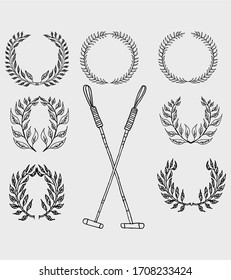 Polo Mallet Wreath Hand Drawing Graphic Design Vector Art