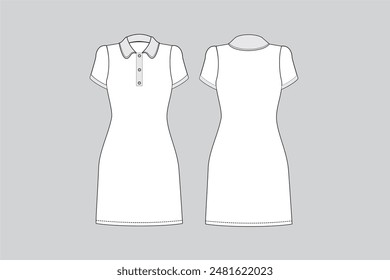 polo neck dress, polo neck dress drawing