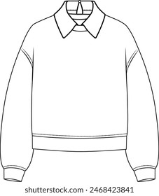 polo neck, long sleeve sweatshirt