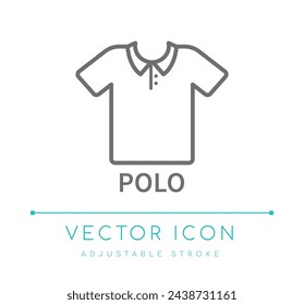 Polo Neck Tshirt Clothes Style Fashion Vector Line Icon