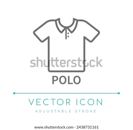 Polo Neck Tshirt Clothes Style Fashion Vector Line Icon