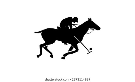 Polo Player, black isolated silhouette