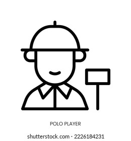 polo player icon. Line Art Style Design Isolated On White Background