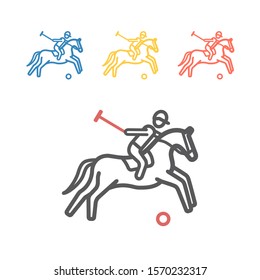 Polo player line icon. Vector signs for web graphics.