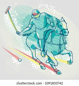 Polo player on graphics background