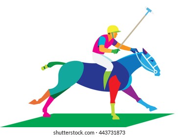 polo player on horseback galloping ahead