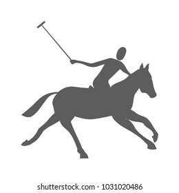 Polo player on isolated background. Horse polo silhouette. Polo game. Silhouette of a polo player with horse. 