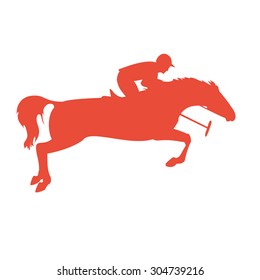 Polo player on isolated background. Horse polo silhouettes. Polo game. Silhouette of a polo player with horse. Colorful horse with rider or jockey. Equestrian sport