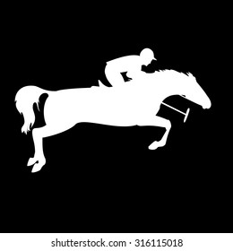 Polo player on isolated background. Horse polo silhouettes. Polo game. Silhouette of a polo player with horse. Colorful horse with rider or jockey. Equestrian sport