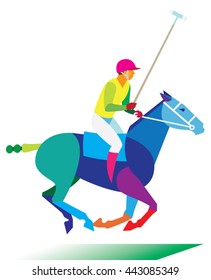 polo player riding a horse with a stick