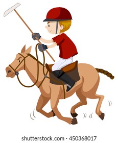 Polo player riding on horse illustration