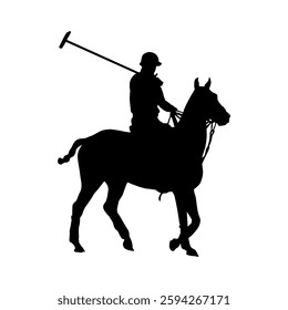 Polo Player Silhouette, horse polo sport vector